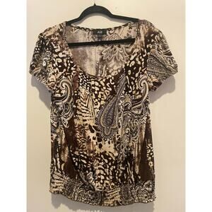 Brown and cream patterned fairy goth grunge Y2K top size large